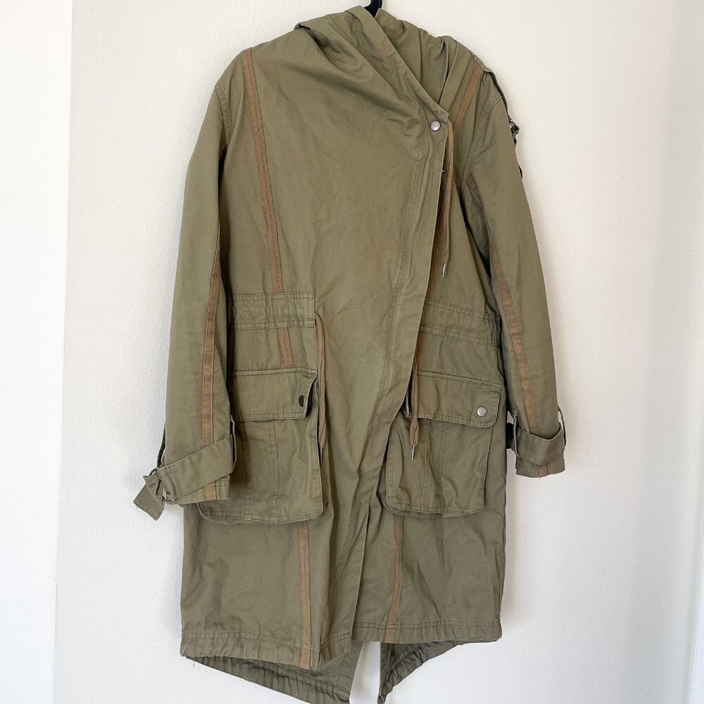 ASOS Hooded Oversized Utility Parka Army Green US 4